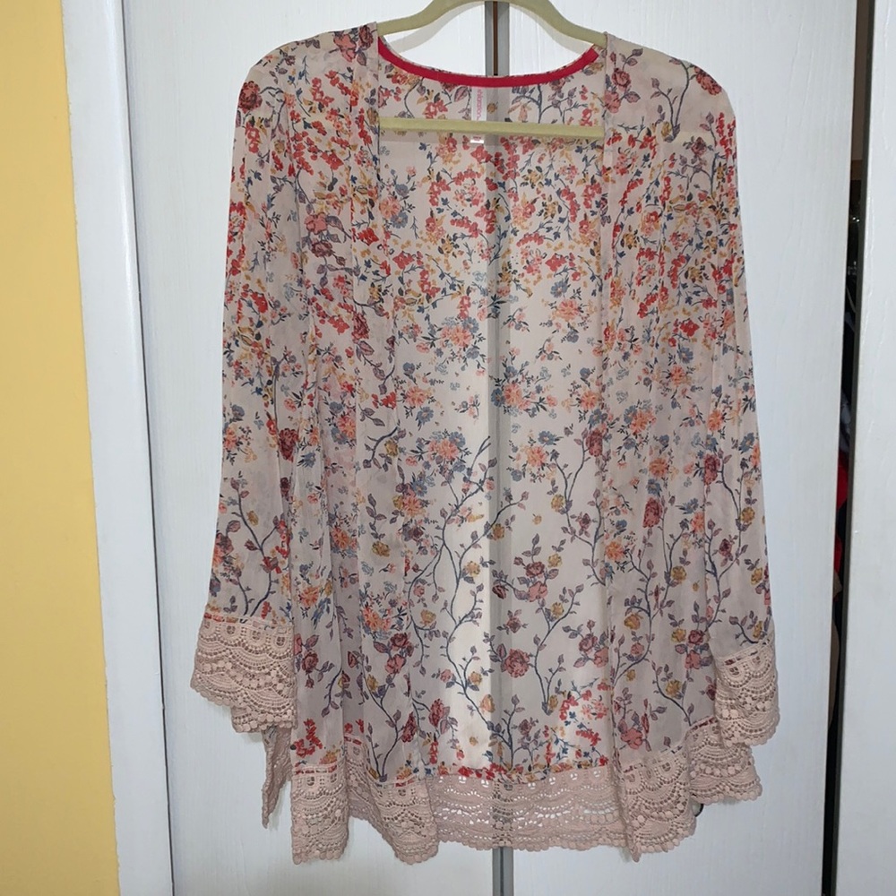 Floral sheer cardigan